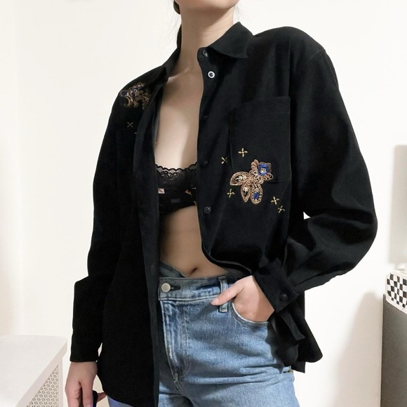 Vintage 1990's Napa Valley Paisley Embellished Button Down Shirt - Picture 2 of 4